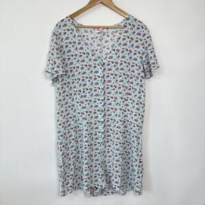 Luv Betsey by Betsey Johnson Button Front Floral Romper Sz XL Light Blue Casual